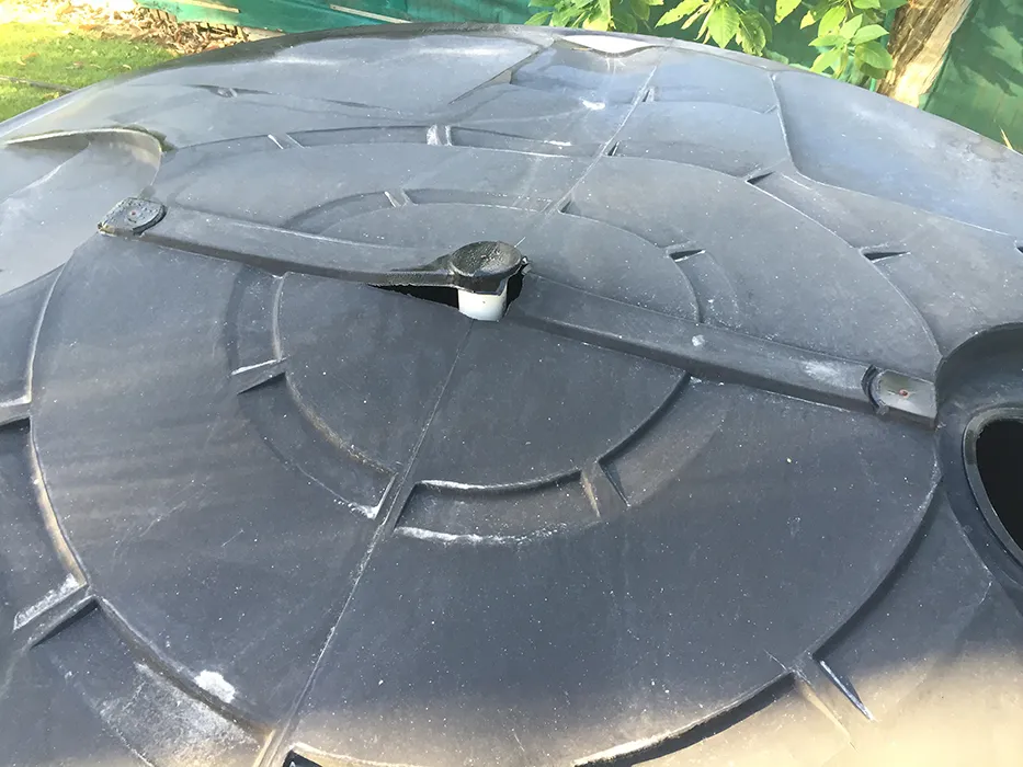 Damged poly tank roof