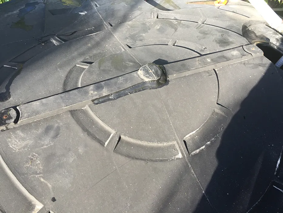 Repaired poly tank roof